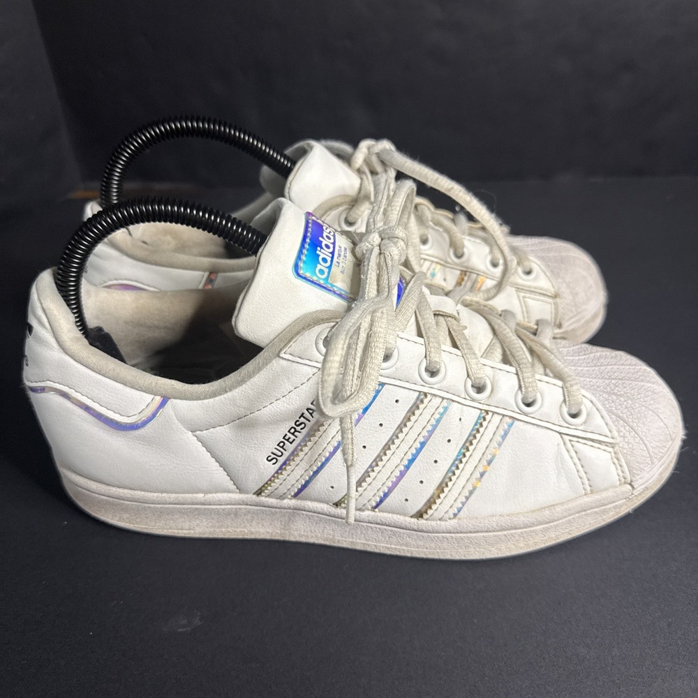 Adidas Superstar White Iridescent Animal Print W- Size 6
